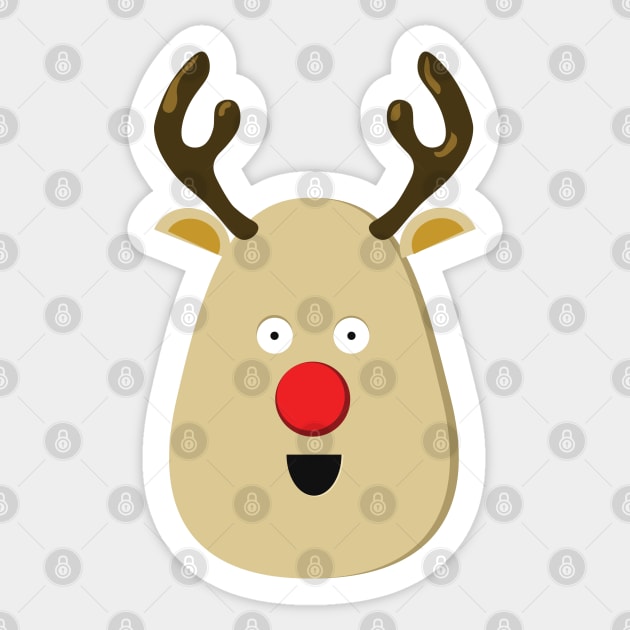 Cute Red Nose Reindeer Xmas Sticker by McNutt